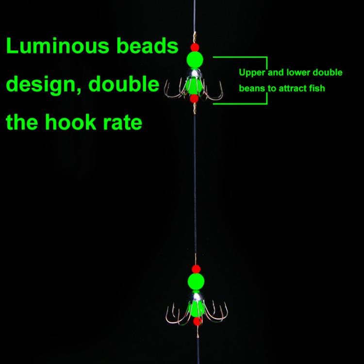 56cm Total Length Night Fishing Fluorescent 8-Claw Fishing Hook Squid String Hook Set, Bagged, Boxed