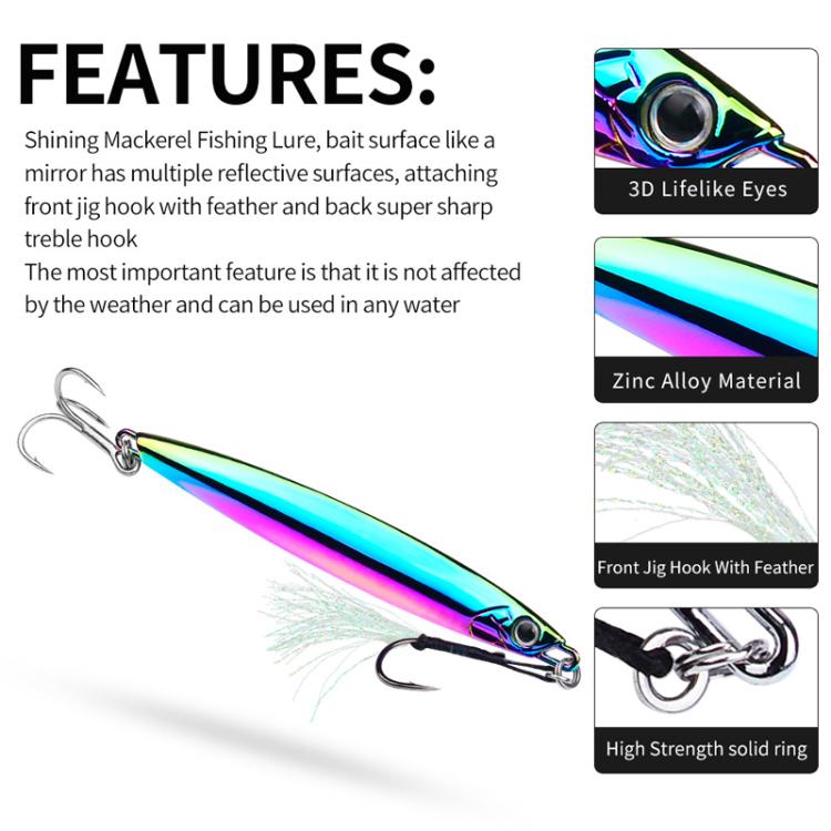PROBEROS LF144 Zinc Alloy Lure Long-Distance Casting Fast-Draw Spanish Mackerel Mirror Bait, 10g, 15g, 20g, 30g, 40g, 60g, 80g