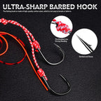 PROBEROS Luminous Squid Jigging Lures Vertical Saltwater Jigs with Silicone Skirt Laser Coating Metal Sinking Fishing Lures, 40G, 60G, 80G, 100G, 120G, 150G, 200G