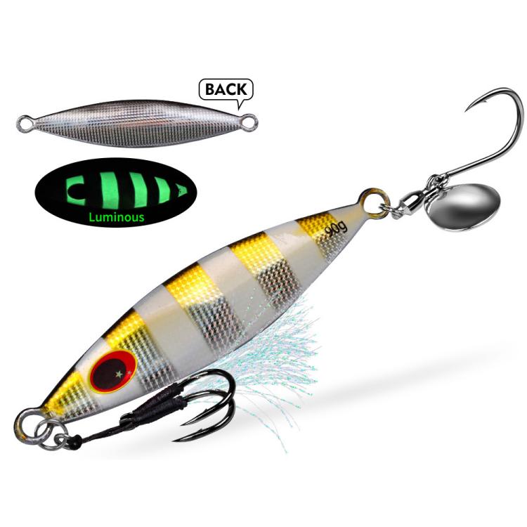 PROBEROS LF179 Metal Jigging Lures with Spinner Blade Glow in the Dark Saltwater Fishing Jigs, 30g, 40g, 60g, 80g, 90g