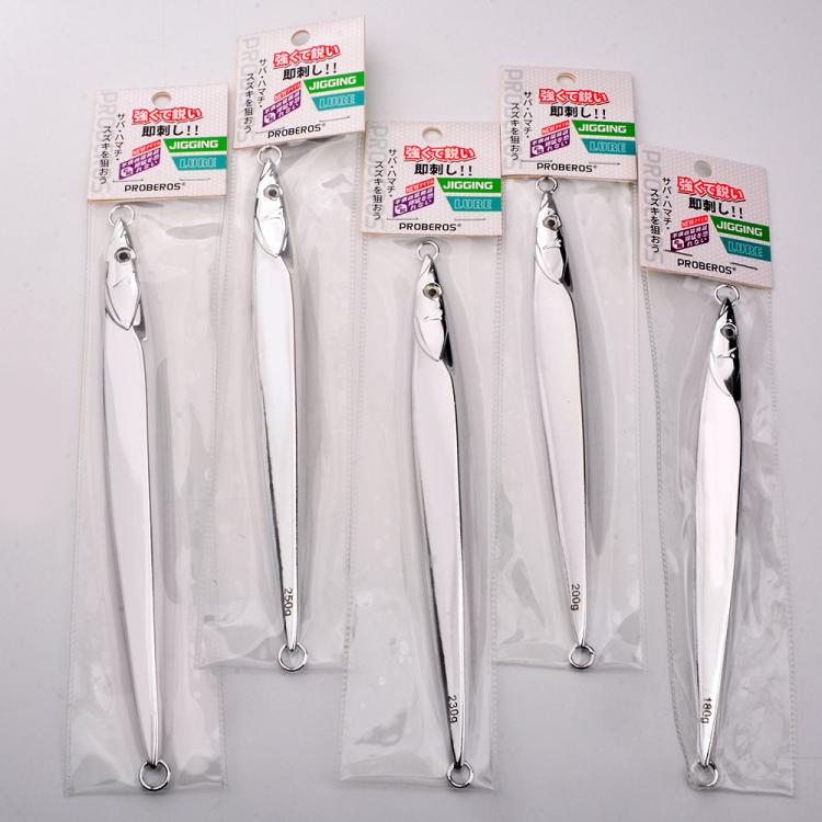 PROBEROS  LF168 Saltwater Fishing Metal Jigging Lure Blank Body Vertical Sinking Bait Shining Mirror Finish Mackerel Jigs, 180g, 200g, 230g, 250g, 300g