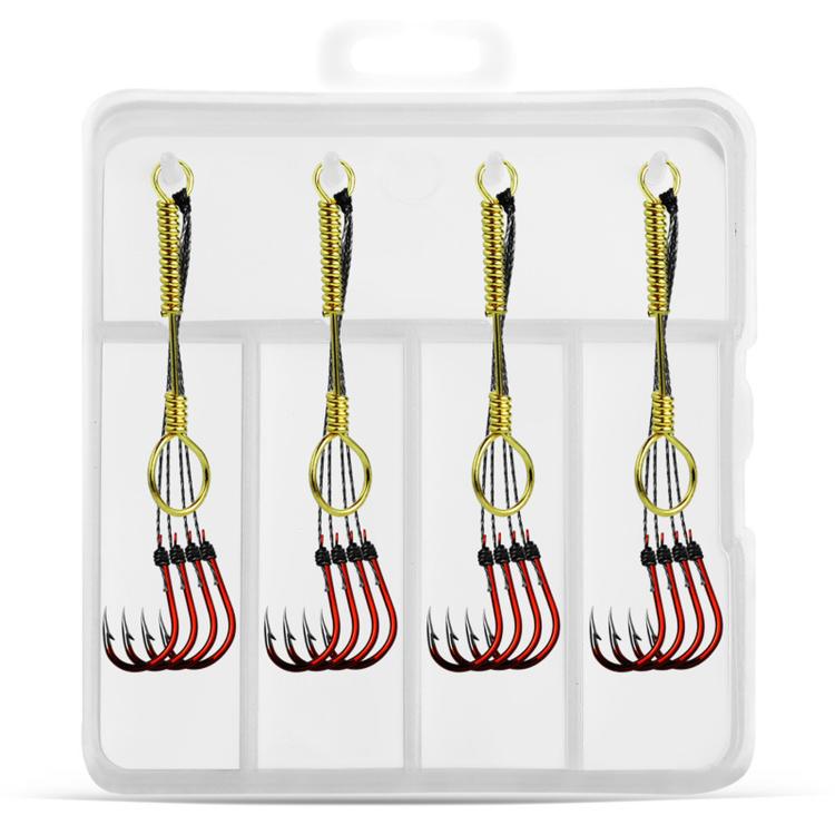 LINNHUE 4pcs /Box Carp Fishing Hooks Hand Tied High Carbon Steel Chinu Hooks With Bait Spring, No. 0.3, No. 0.5, No. 0.8, No. 1.0, No. 2.0, No. 3.0