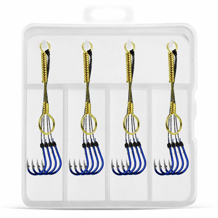 LINNHUE 4pcs /Box Carp Fishing Hooks Hand Tied High Carbon Steel Chinu Hooks With Bait Spring, No. 0.3, No. 0.5, No. 0.8, No. 1.0, No. 2.0, No. 3.0