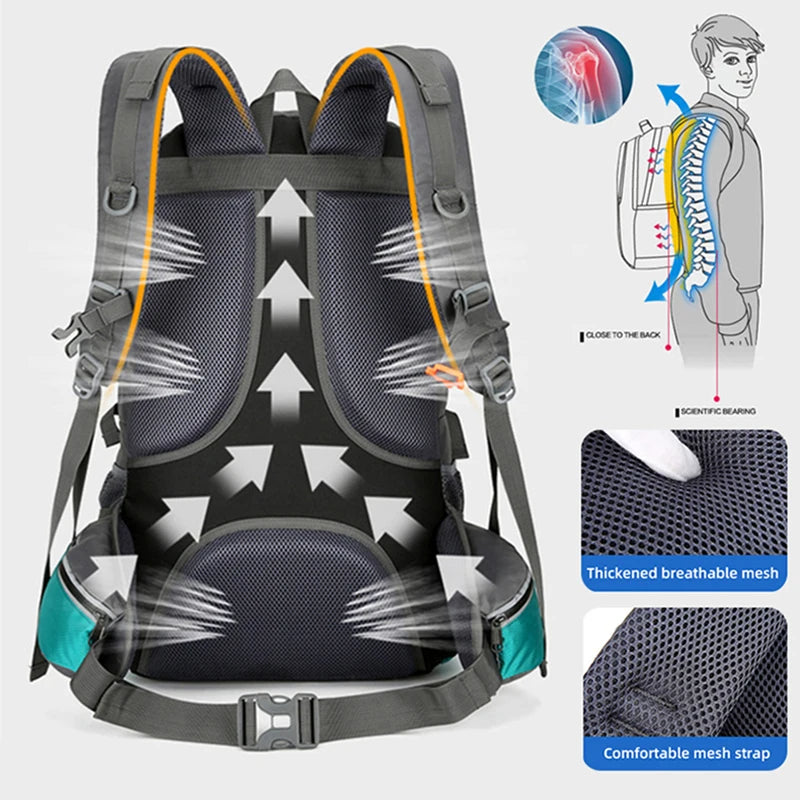 50L Fishing Hiking Backpack Large Capacity Travel Bag