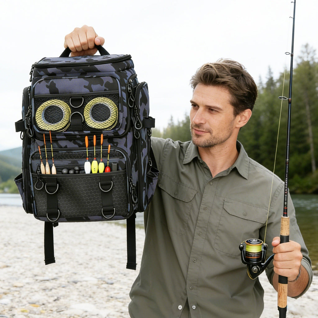 Fishing Backpack 42L with Rod Holders & 16 Pockets