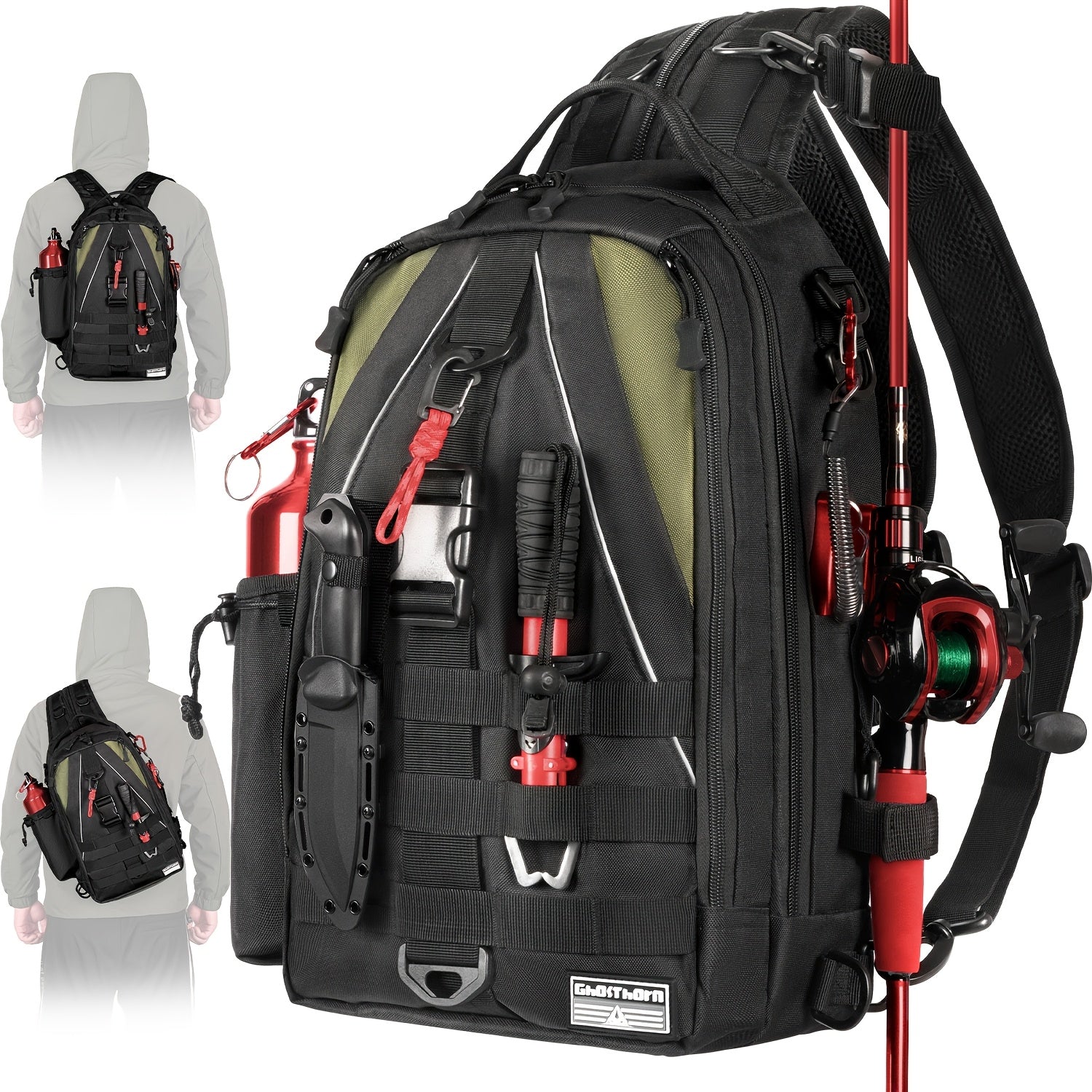 Waterproof Fishing Backpack Tackle Sling Bag – Rod Holder Daypack for Shore, Kayak & Fly Fishing | Men Women Outdoor Gear