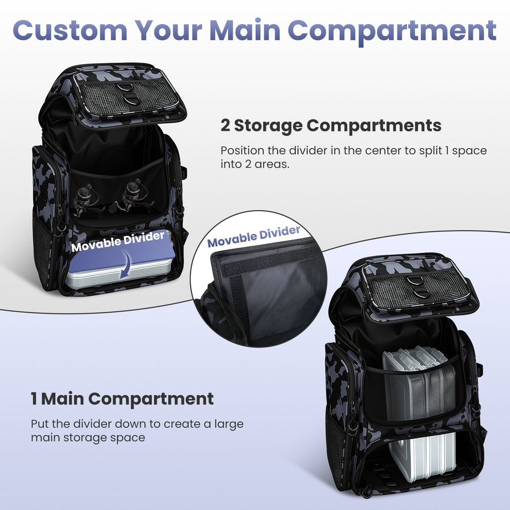 Fishing Backpack 42L with Rod Holders & 16 Pockets